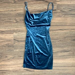 Cowl neck velvet dress